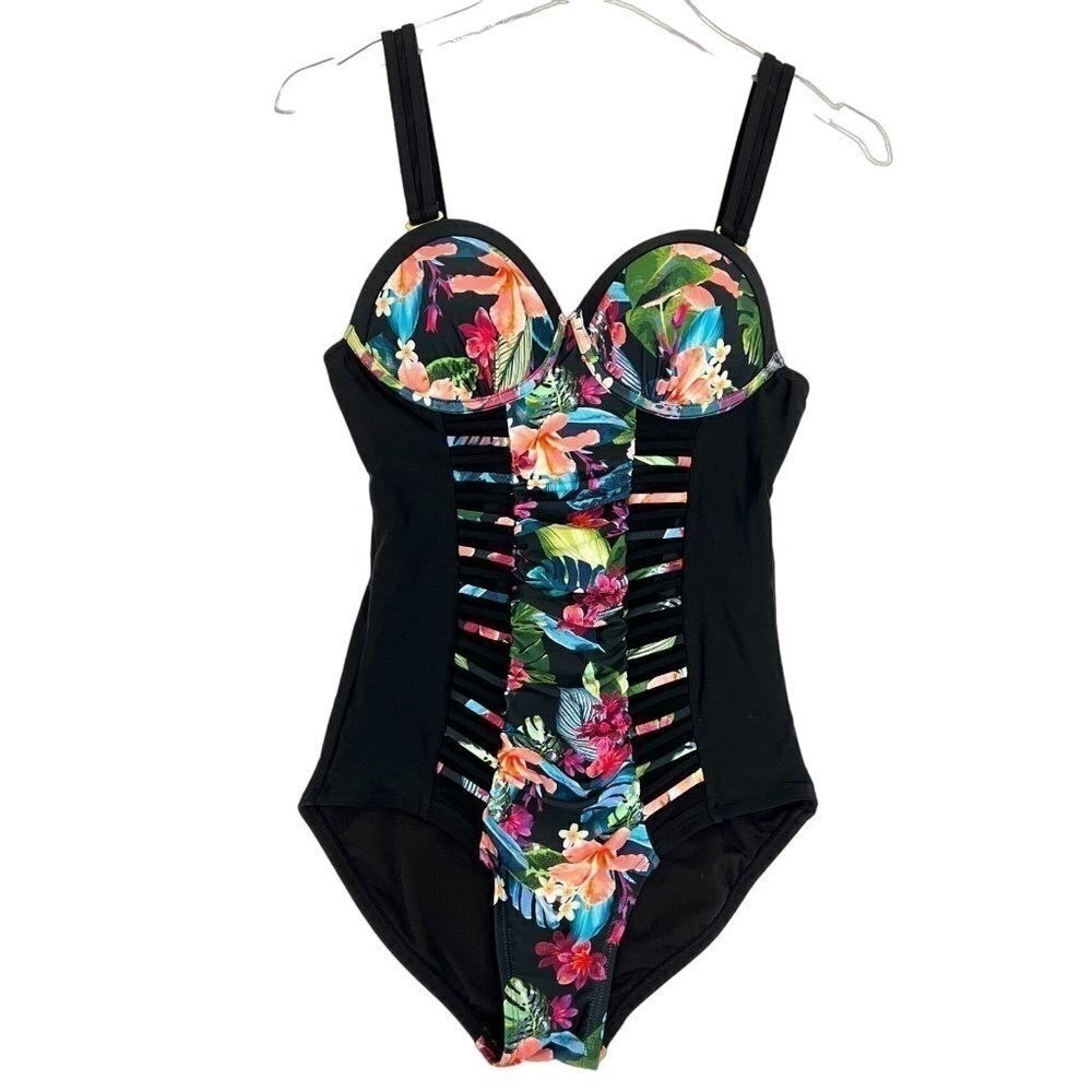 Swimsuits for All 1 Piece Ruched Swimsuit Size 6 Underwire Tummy Control Floral - Picture 2 of 9